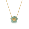 Rosa canina amazonite necklace in 18k gold and diamond center