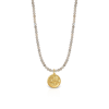 Necklace with  faceted labradorite beads and 18k gold Pegasus motif