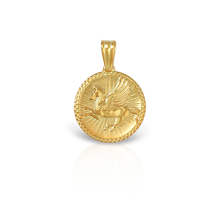 18k Gold pendant with Pegasus design, large
