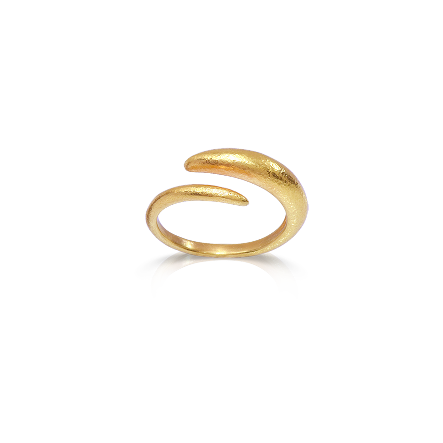 Neolithic hand-hammered open ring in 18k gold