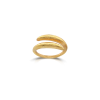 Neolithic hand-hammered cross over ring in 18k gold