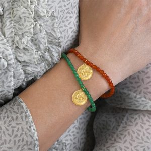 Alternative view of Bracelet with faceted carnelian beads and 18k gold Pegasus motif
