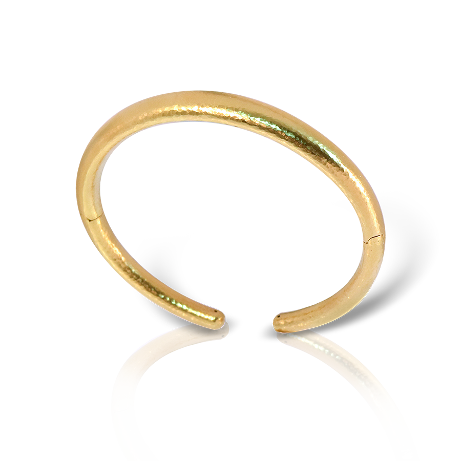 Neolithic hand-hammered bangle bracelet in 18k gold - Image 2