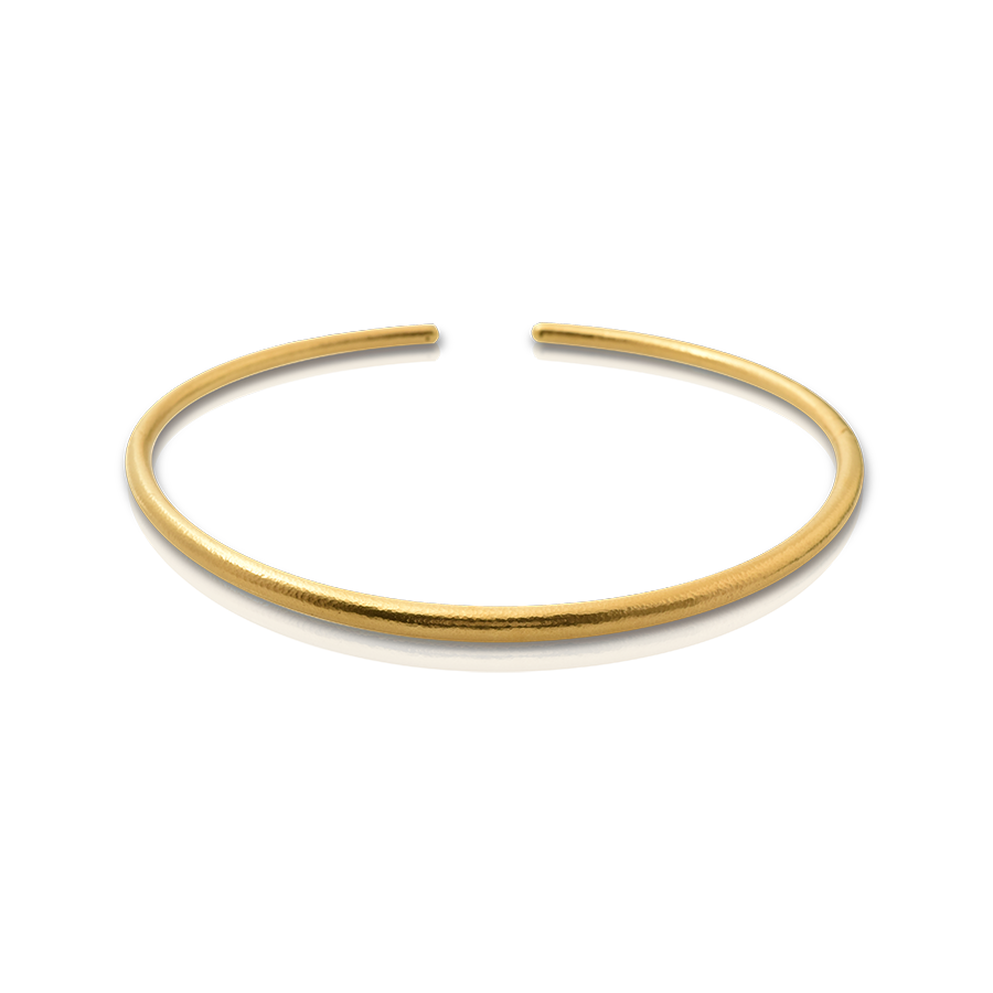 Neolithic hand-hammered torque necklace in 18k gold