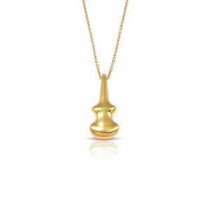 Violin design hand-hammered pendant with chain in 18k gold