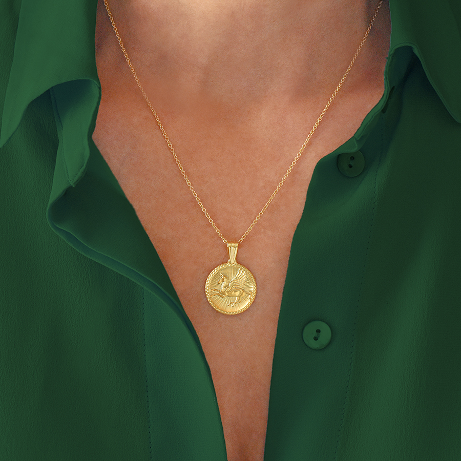 18k Gold pendant with Pegasus design, large - Image 2