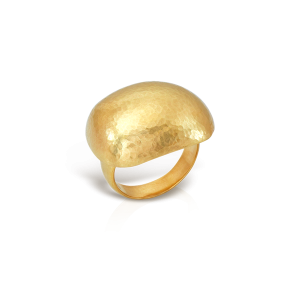 Neolithic hand-hammered pebble ring in 18k gold