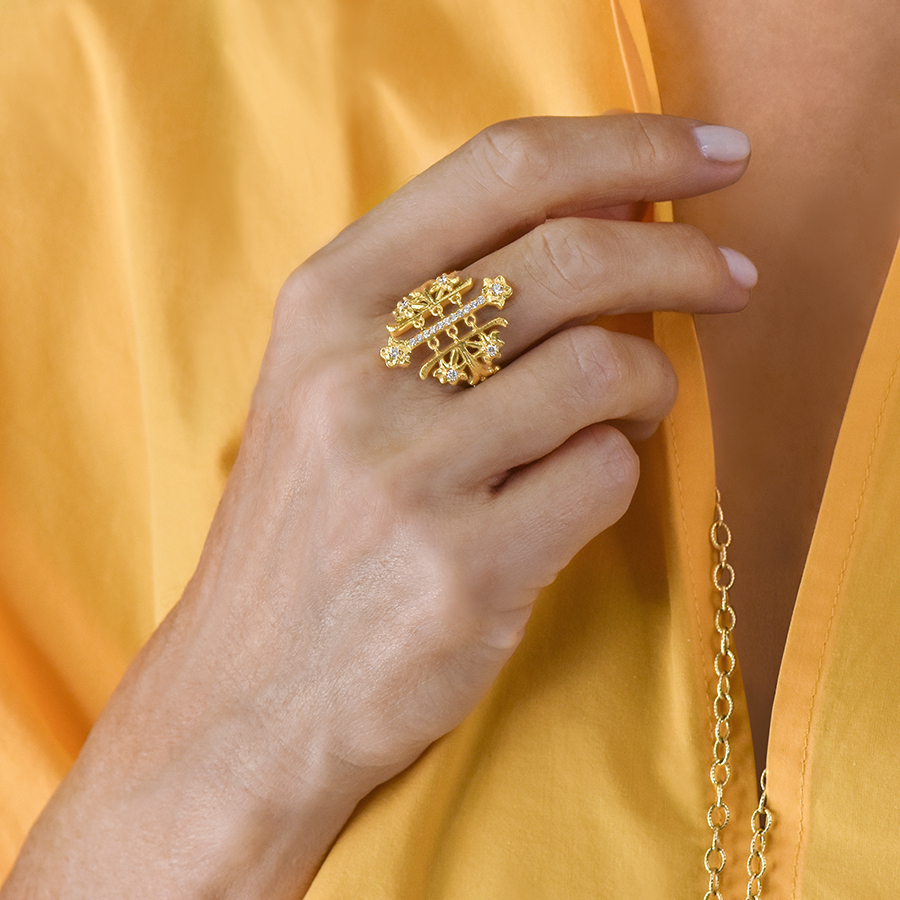 Aurelia articulated ring in 18k gold and diamonds - LALAoUNIS®