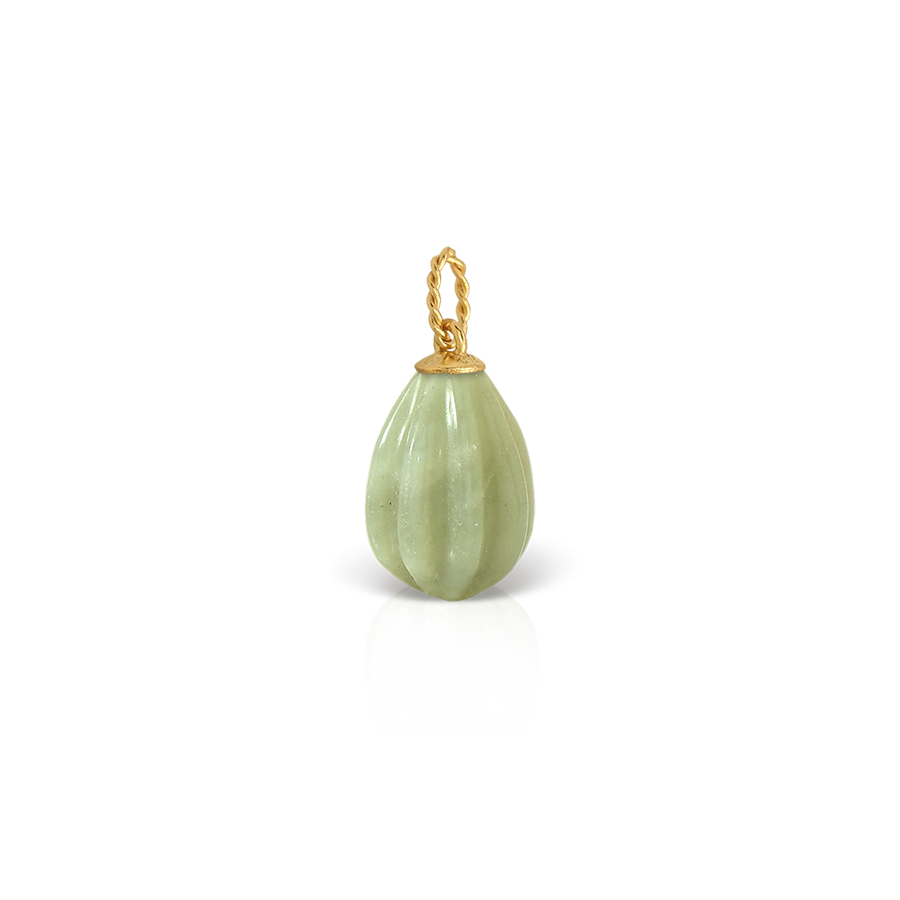 Εgg shaped jade pendant with elegant twisted bail in 18k gold