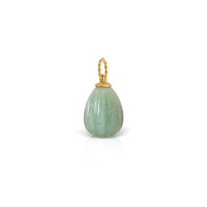 Alternative view of Εgg shaped aventurine pendant with elegant twisted bail in 18k gold, chain sold separately