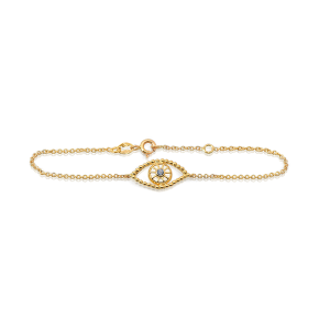 Evil eye bracelet in 18k gold with faceted sapphire