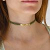 Choker cord necklace  with evil eye motif in 18k gold and diamond - Image 3