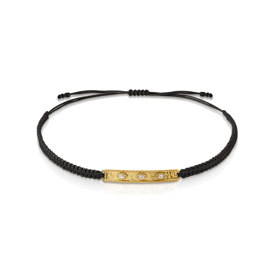 Choker cord necklace with evil eye motif in 18k gold and diamonds
