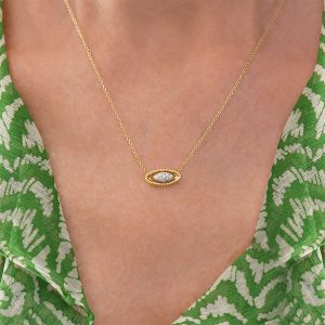 Alternative view of Evil eye necklace in 18k gold and diamonds