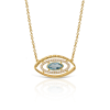 Evil eye necklace in 18k gold, diamonds and London blue topaz