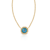 Evil eye double face necklace in 18k gold and  diamonds and plain gold in reverse side