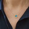 Evil eye double face necklace in 18k gold and  diamonds and plain gold in reverse side - Image 4