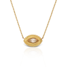 Evil eye necklace in 18k gold with marquise diamond center