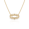 Evil eye necklace in 18k gold, diamonds and freshwater pearls
